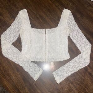 White Lace Long Sleeve Top